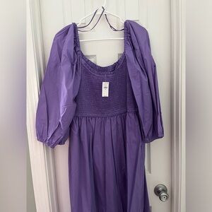 Puff Sleeve Smocked Midi Dress GAP size XL NWT